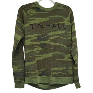 Alternative Sweater Womens Size Medium Crew Neck Green Camouflage‎